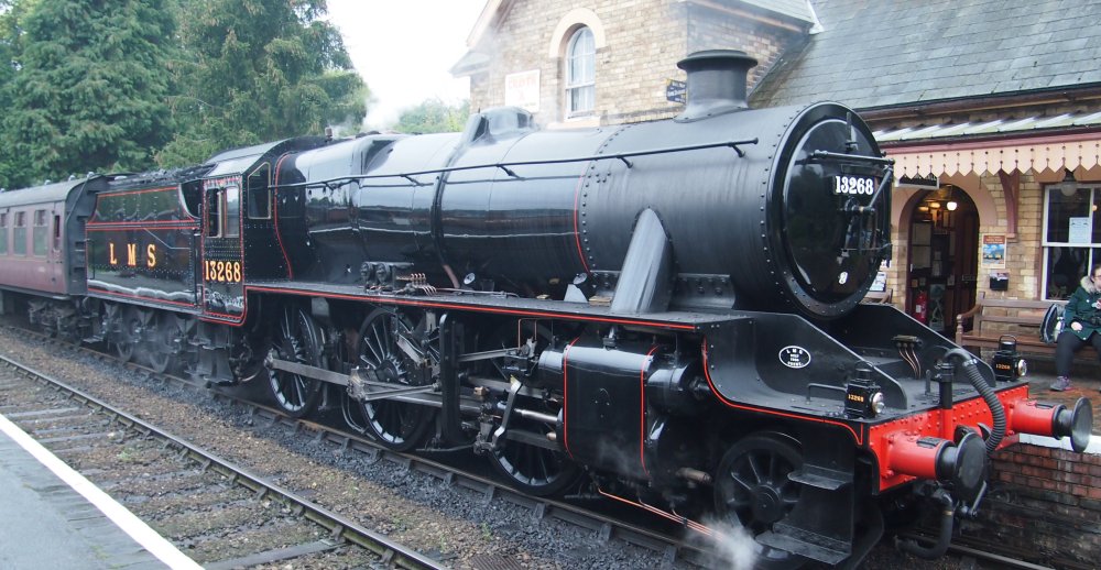 Mogul steam locomotive BR 42968, running as LMS 13268 in black livery on the Severn Valley Railway Autumn Steam Gala in September 2024 (photo courtesy of Kentish Bob YouTube https://www.youtube.com/@kentishbob6423 )