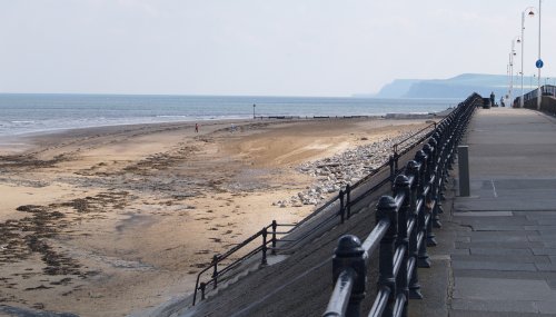 Redcar beach, looking down towards Saltburn and Boulby Cliffs in the distance.
