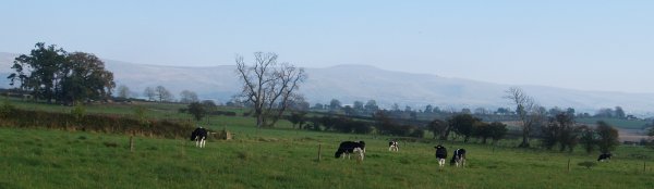 Distant view of Cross Fell as you head up the Glassonby road back to Long Meg and her Daughters - River Eden walk, Eden Vale, Cumbria, Northern England