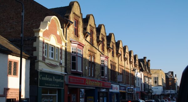 The attractive and stylish building of the 'Alhambra' Cinema - Penrith Town, Cumbria, Northern England
