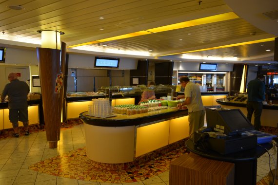 The self-service dining area on the MV Pont-Evon. Portsmouth to Santander Brittany Ferries