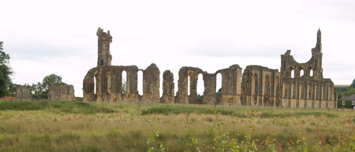 The grand historical site of the ruins of Byland Abbey