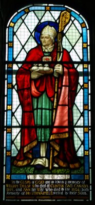 Stained glass window of St Nicholas from 1904.