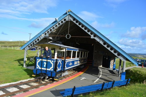 The Great Orme Tramway above llandudno on the Great Orme hill, North Wales