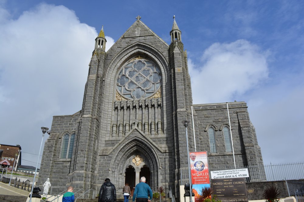 The exterior architecture of the magnificent building of the Church of the Sacred Heart in Castletownbere, Co. Cork Ring of Beara Peninsula tour Ireland