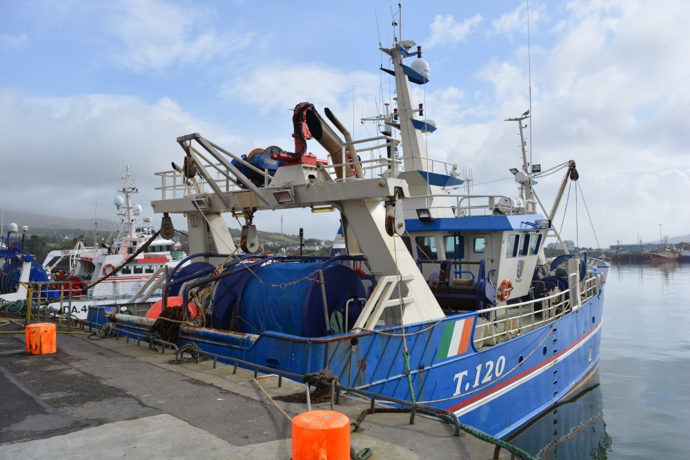 Fishing Vessel T.120 T120 Guiding Star II moored in Castletownbere harbour (trawler registered at Tralee) Beara Peninsula, Co. Cork