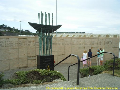 The striking memorial sculpture to all those from the area lost at sea from Dunmore East and surrounding area, Co. Waterford, Ireland.