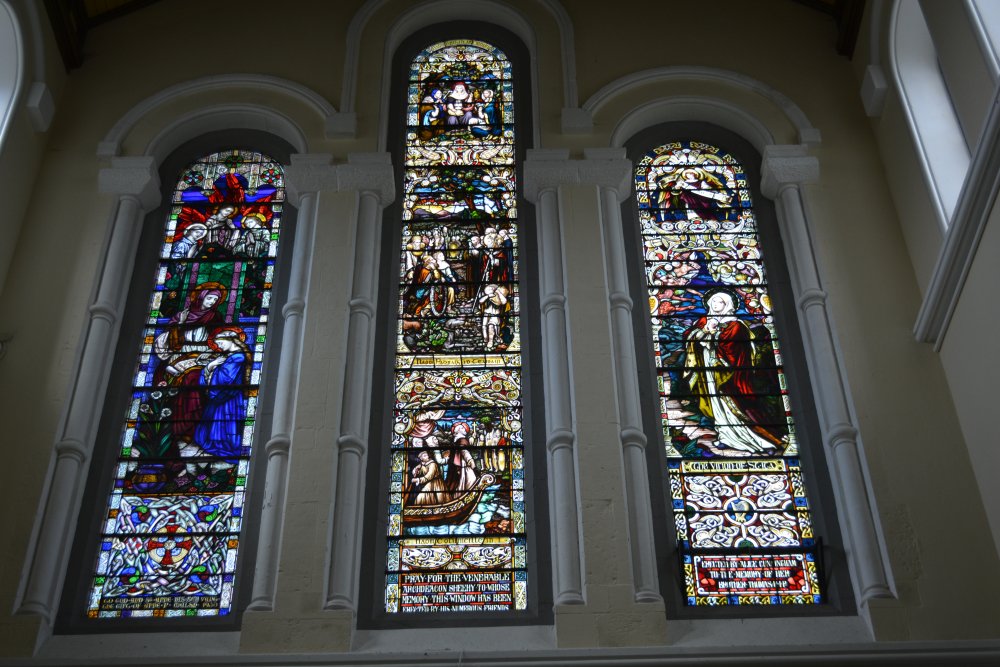 Examples of stained glass windows in St Carthage's RC Cathedral in the Town of Lismore, Co. Waterford, Republic of Ireland