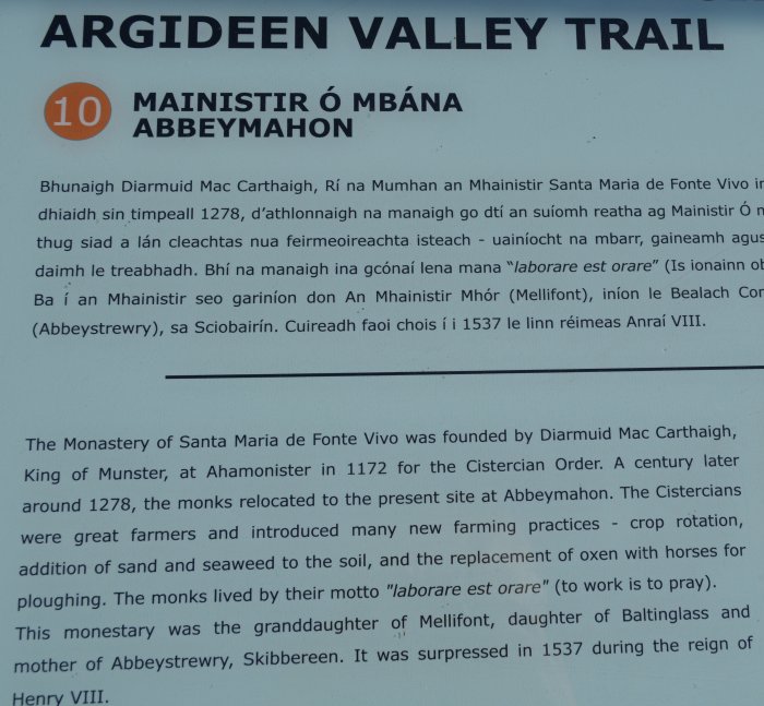 history of the Cistercian abbey of Abbeymahon Timoleague to Courtmacsherry estuary nature walk Co. Cork West of Ireland