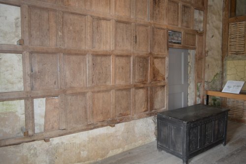 Some of the oak panelling from the early 17th century, tree ring dated gives a tree felling period of 1600 to 1620 Tintern Abbey, Co. Wexford, Ireland