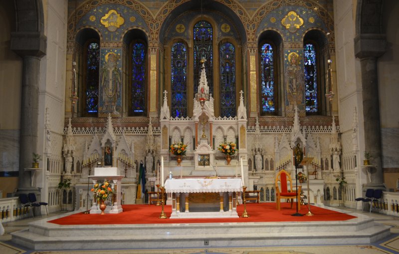 The altar and east window of St. Senan's Roman Catholic Church, Kilrush, Co. Clare
