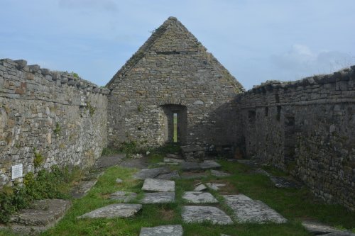 Interior of ancient ruins of Church of Saint John the Baptist at Killballyowen outside Cross on the Loop Head Peninsula, Co Clare