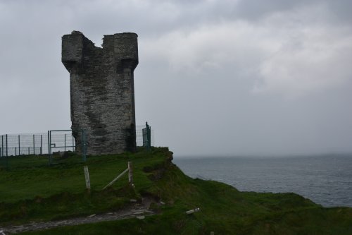 The signal tower 'fort' on the headland at the southern end of the Cliffs of Moher, Co. Clare,  Wild Atlantic Way, West of Ireland Coast