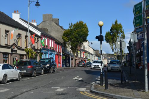 The N67 main road goes up Henry Street from the town centre Market Square Kilrush, Co. Clare, West of Ireland