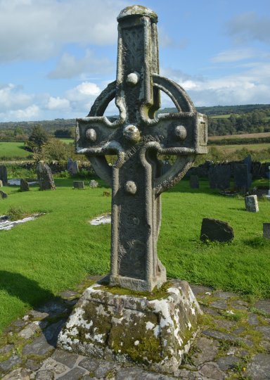 The east face of the south cross of Ahenny 8th/9th century Ahenny High Crosses, Co. Tipperary, Ireland