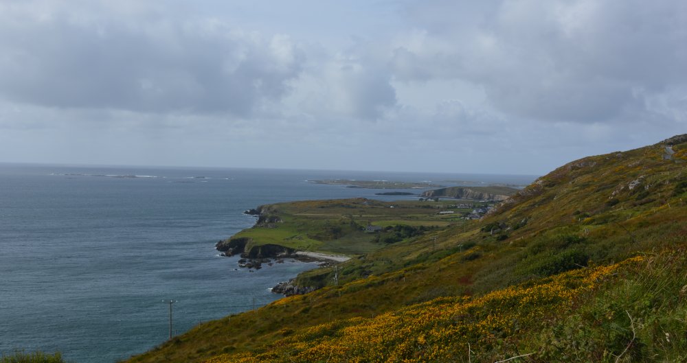 The Sky Drive view of the coast several miles out west from Clifden on the Wild Atlantic Way Clifden Sky Drive, Connemara, Co. Galway, Ireland