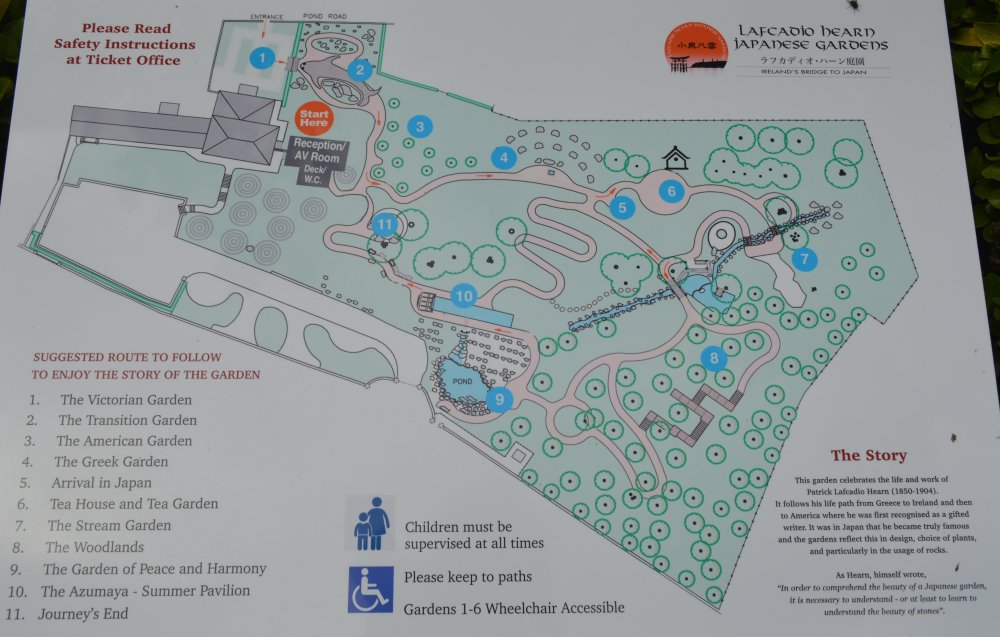Map of the Lafcadio Hearn Japanese Gardens, Tramore, Co. Waterford, Ireland