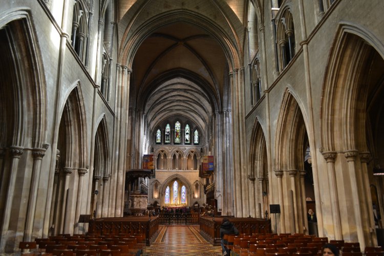Views east down the nave of St Patrick's Cathedral, Dublin, Ireland