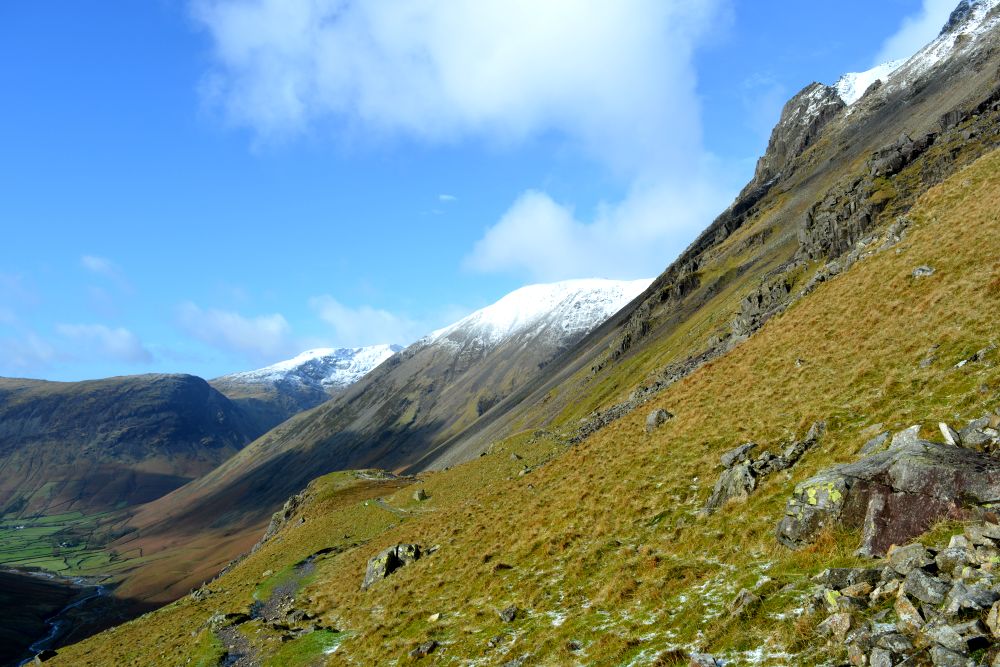 walk from upper Wasdale Head to Sty Head Tarn stunning views