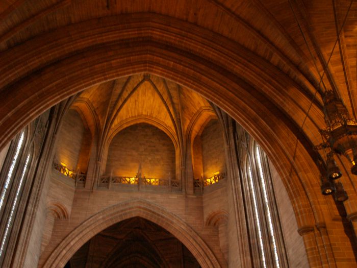 he stone vaulting beneath the central tower Anglican Cathedral Liverpool