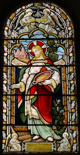 Examples of the fine stained glass in St Mary's Priory Church, Malton.
