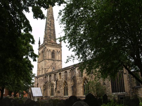 The external architectural features of Church of St Mary de Castro viewed from the south-east.
