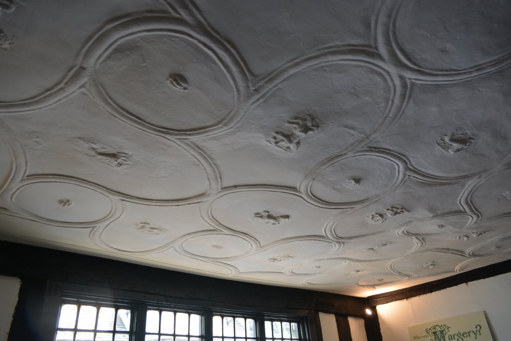 historic embossed ceiling Tudor House Museum Friar Street Worcester England