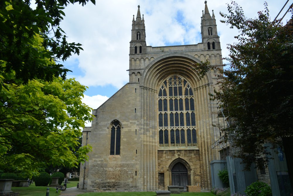 west end and west window of Tewkesbury Abbey Gloucestershire England