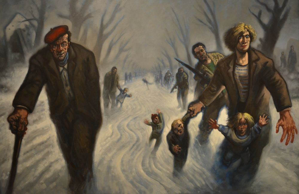 Snow Road 1995 oil on canvas painting by Peter Howson Herbert Art Gallery & Museum Coventry