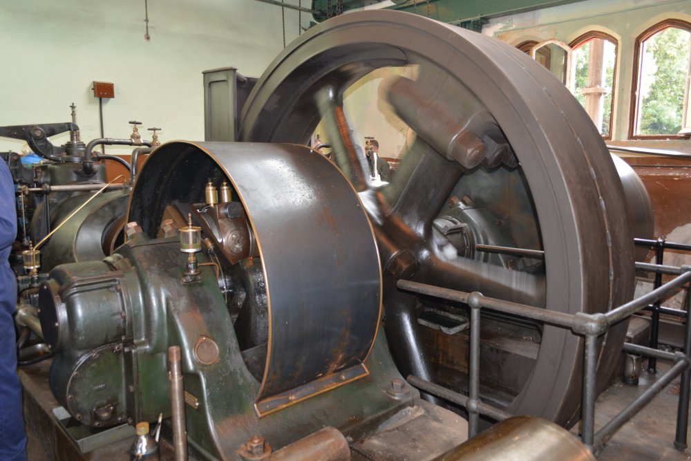 Contemporary photographs of the Hornsby-Stockport Double Cylinder Gas Engine and still working at the Tees Cottgae Pumping Station