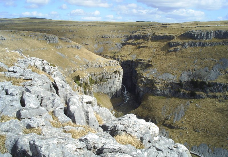 6. The 'carved out of limestone' Gordale Scar, Yorkshire Dales, North Yorkshire (2 view from above)