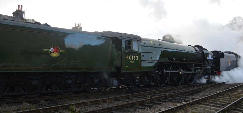 Double heading with 48305 en route from Grosmont to Pickering 60163 TORNADO back at Grosmont station, (NYMR Steam Gala September 2021)