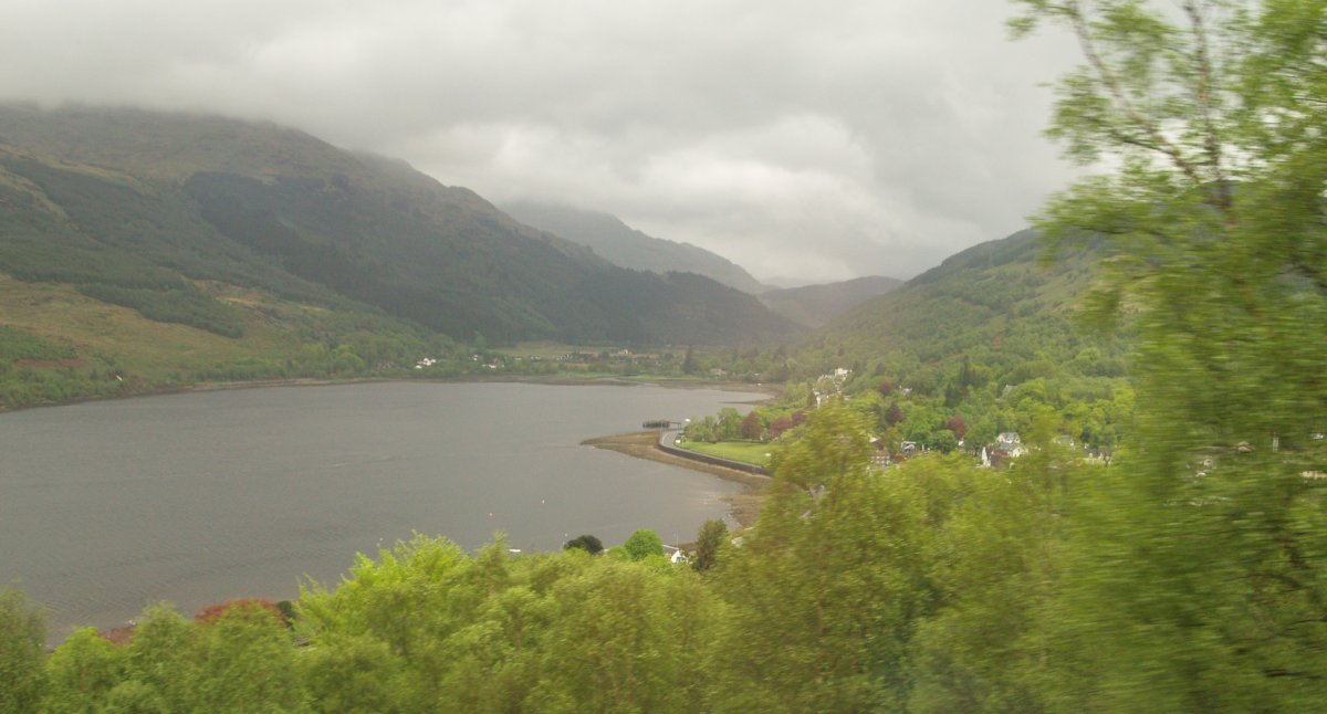 The end of Loch Long just before Arrochar Scotland Glasgow to Fort William & Mallaig on West Highland Line
