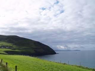 Tig Slea Head Cafe has a commanding view of Slea Head and the Blasket Islands on the Dingle Peninsula, County Kerry Ireland. The circular tour of this part of the coast is very popular and its the only tearoom for miles!