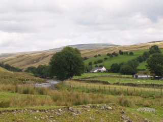 Looking across to the back of Cross Keys and Baugh Fell from below the Howgills, Yorkshire Dales National Park, East Cumbria, Northern England