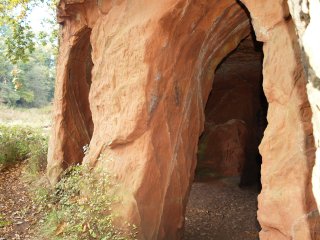 Lacy's Caves carved out of sandstone above the River Eden