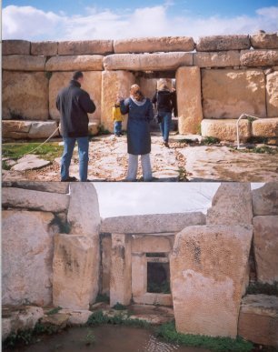 The entrance to Hagar Qim temple and some of the interior stonework