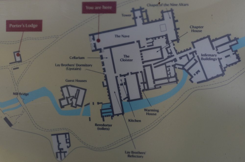map of ruins of Fountains Abbey