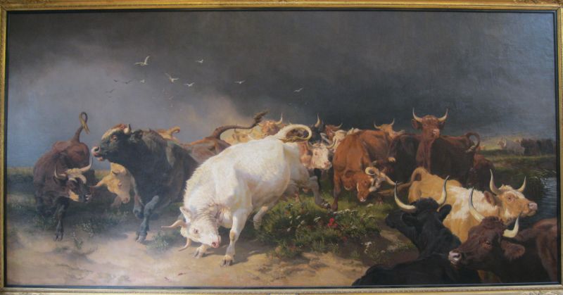 A PANIC, painting by H. W. B. Davies, 1872, in Beverley Art Gallery