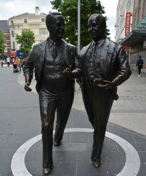 statue Church Street by Tom Murphy of Liverpool�s best-known business brothers, Sir John Moores & Cecil Moores Liverpool