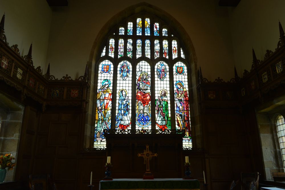 East Window, chancel and altar of St Michael's Church, Kirkby Malham, North Yorkshire