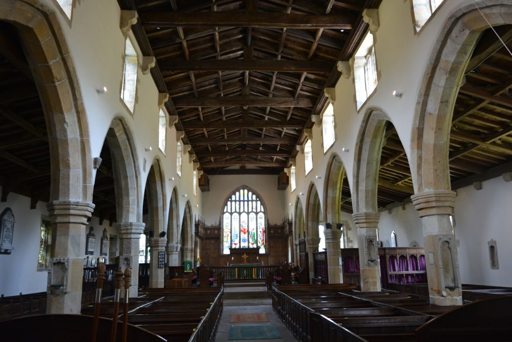 Looking east down the nave of St Michael's Church, Kirkby Malham, North Yorkshire