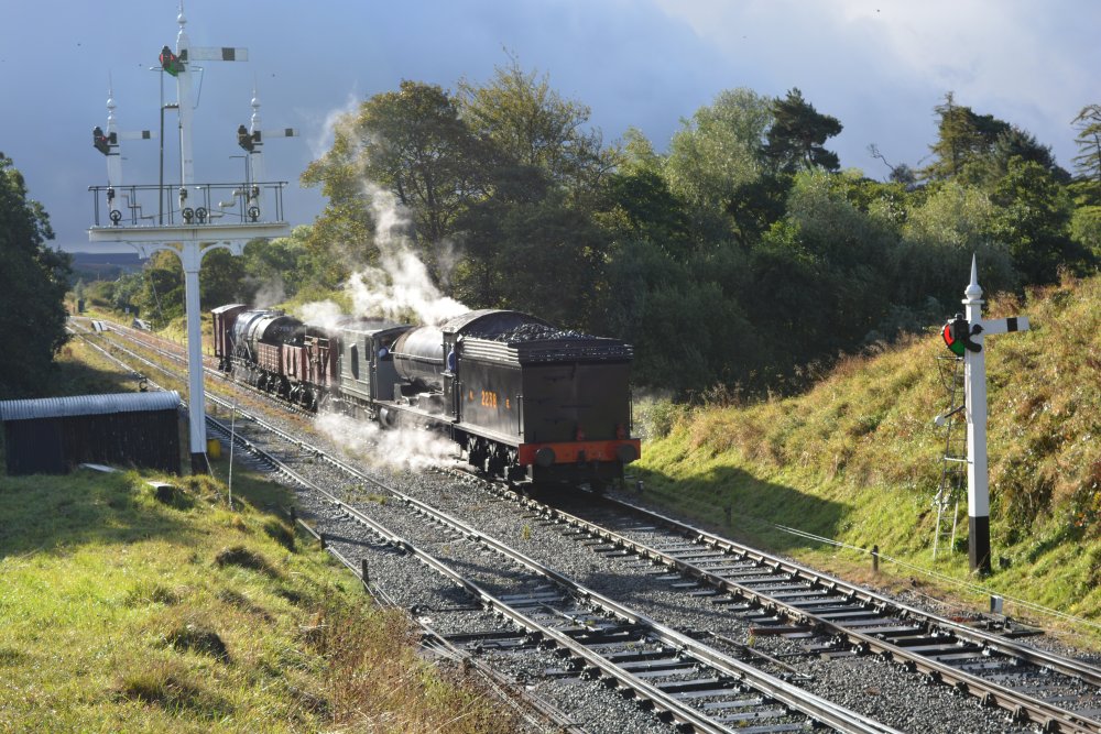 waiting at Goathland with mixed freight train NER 2238 LNER 3395 Class Q6 BR 63395 steam locomotive