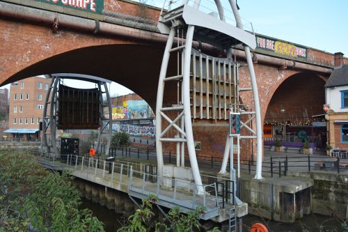 Flood defences Ouseburn River, River Tyne, Newcastle-Upon-Tyne