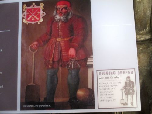 old wall painting of 'Old Scarlet', the gravedigger of Peterborough Cathedral