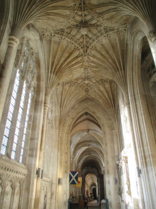 The vaulting of the south aisle of the nave of Peterborough Cathedral.