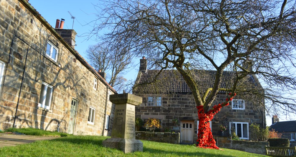 Primrose Hill, Remembrance Day in Castleton, North Yorkshire, England