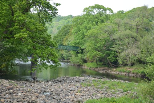 Footbridge over the River Tees below Cotherstone circular walk Cotherstone Romaldkirk River Tees Co. Durham, England