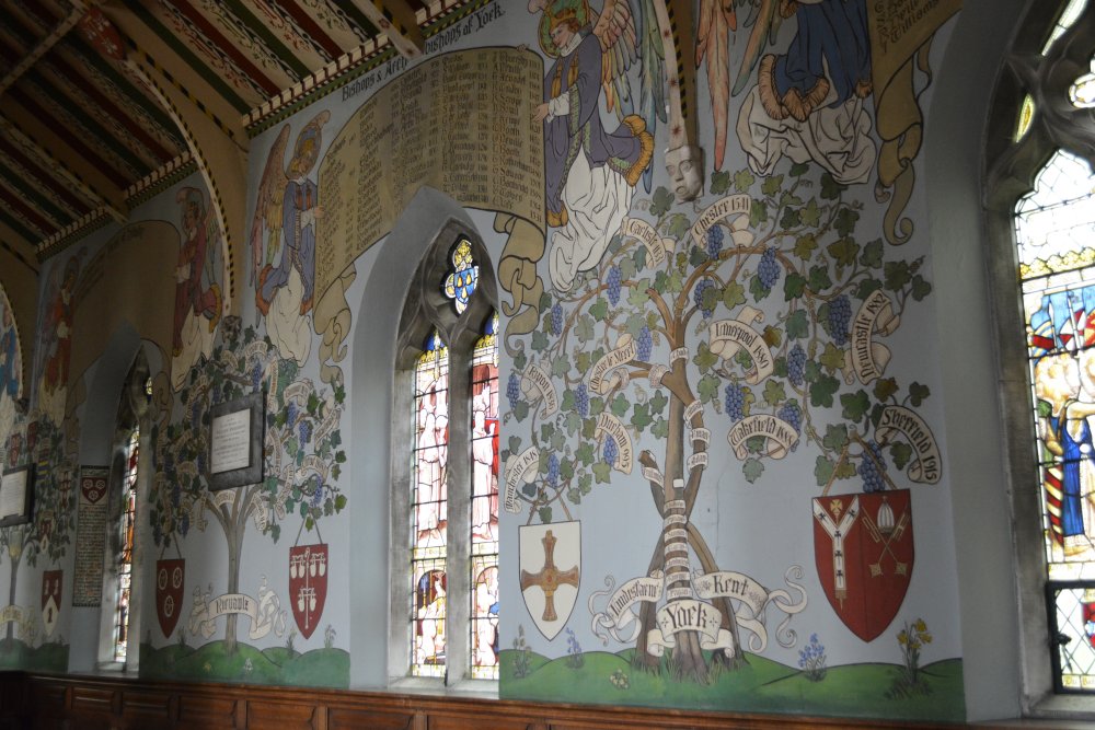 views of the mural paintings in All Saints Parish Church, Helmsley, North Yorkshire