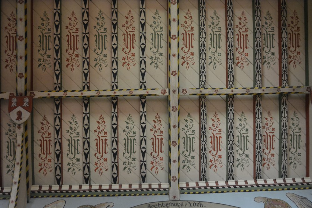 Paintings on the roof beams of the North Aisle of All saints Church, Helmsley